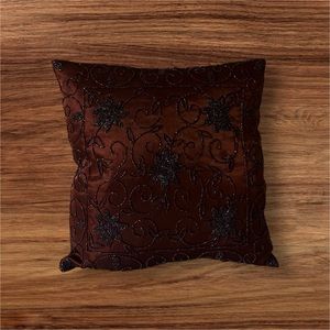 Burgundy Embellished Pillow with Pillow Insert